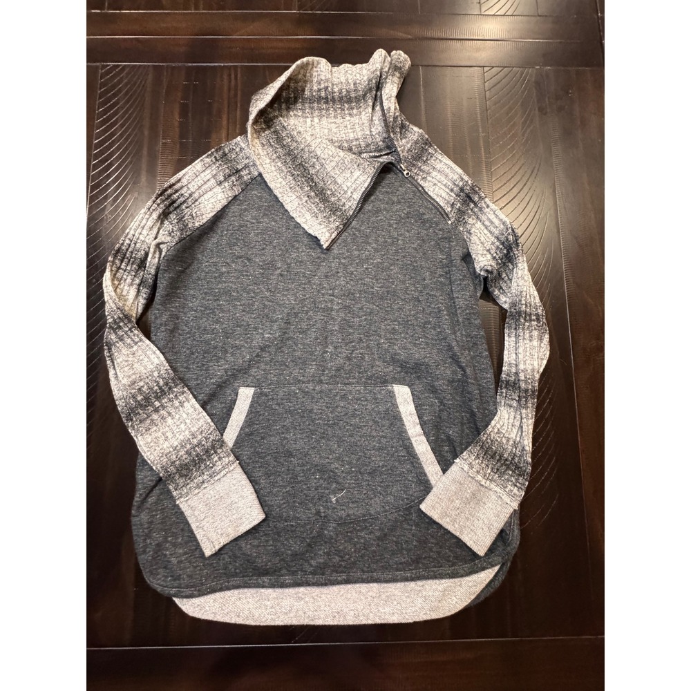 Maurices Womens Grey Space Dye Raglan Quarter Zip Cowl Neck Pullover Top M
